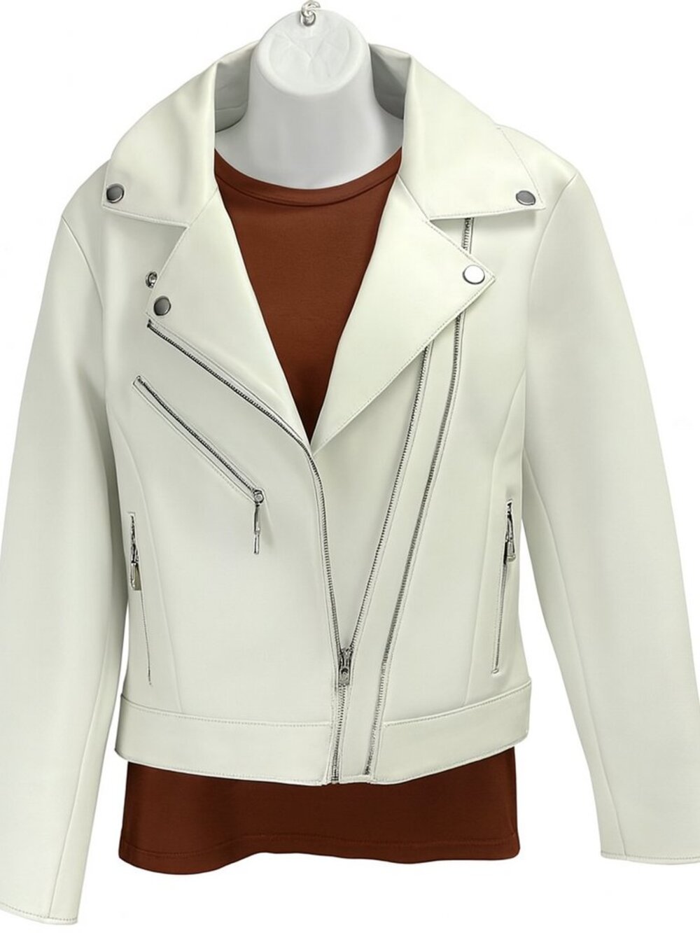 White color Leather Jacket for Women